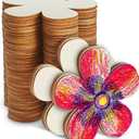 Blulu 3 Inch Unfinished Wooden Flower Cutouts Wooden Discs Crafts Blank Flower Shape Ornaments Embellishments Slices for DIY Projects Decoration(50 Pcs)
