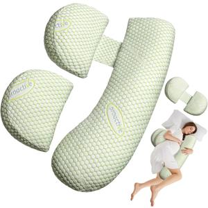 Pregnancy Pillow, Maternity Pillow for Pregnant Women, Soft Maternity Pillow with Detachable & Adjustable Pillow Cover, HIPS Legs (Green)