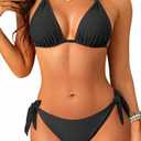 Women Halter Bikini Set - Two Piece Triangle Swimsuit Tie Bathing Suit 2025 Cute Swimwear L