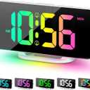 Digital Alarm Clock, Large LED Digital Clock for Bedrooms with 10 Color Changing Night Light, Adjustable Brightness, USB Charging Port, Bedside and Desk Clock for Living Room Office Decor (White)