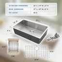 32 Inch Undermount Kitchen Sink, 32x19x8" Single Bowl Stainless Steel Handmade 16 Gauge Under Counter Kitchen Sink Basin