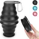 Nefeeko Collapsible Water Bottle,17oz(500ml) Reuseable BPA Free Silicone Foldable Water Bottles for Travel Gym Camping Hiking, Portable Leak Proof Sports Water Bottle with Carabiner (Black)