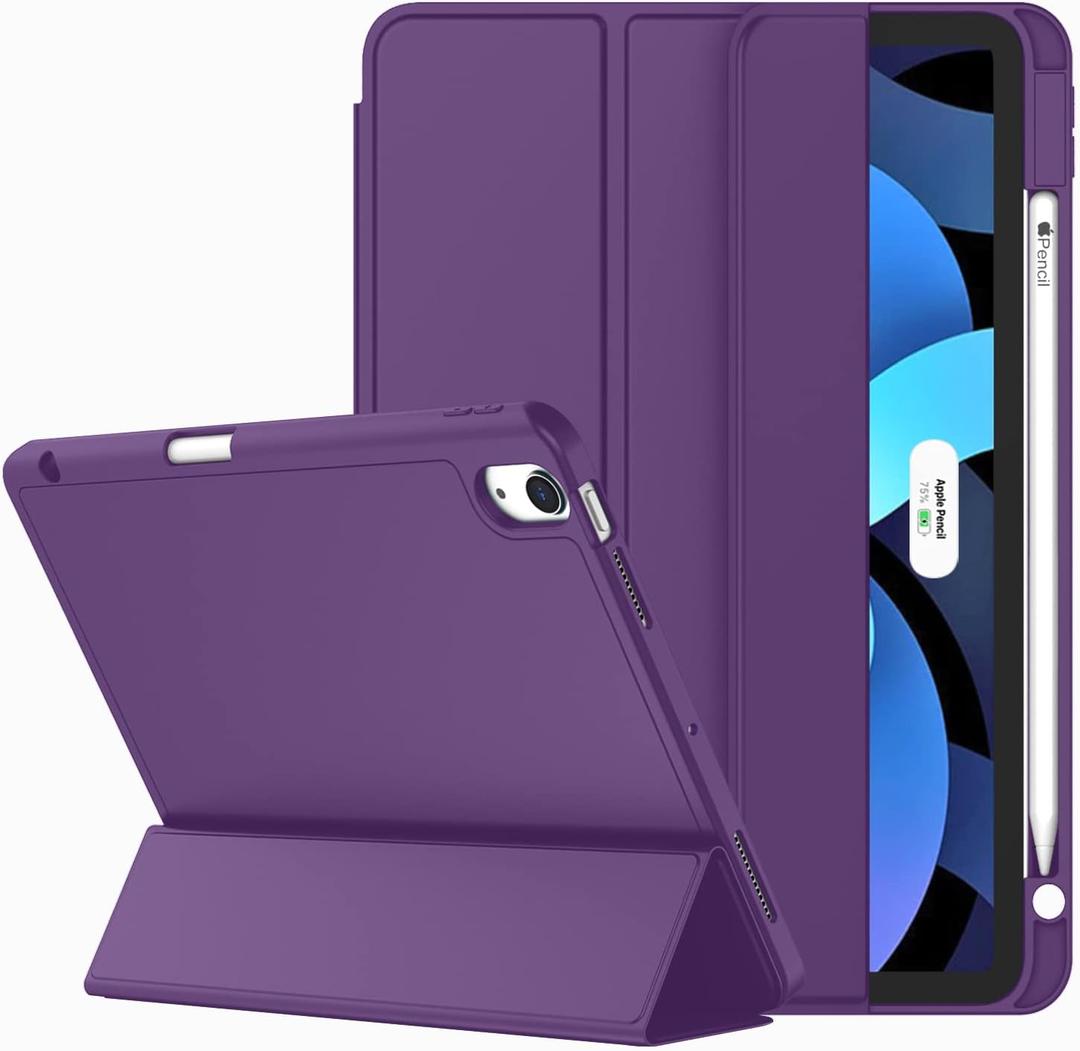 ZryXal iPad Air 11 Inch Case M3 2025 / M2 2024, iPad Air Case 5th Generation/4th Generation 2022/2020 10.9 Inch [Support Touch ID and Auto Wake/Sleep](Dark Purple)