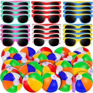 61 Pcs Kids Summer Beach Party Favors Sets- Includes 30 Inflatable Beach Balls Bulk, 30 Neon Sunglasses Bulk, Rainbow Colored Beach Ball Summer Pool Party Toys for Water Games Hawaiian Party 61 Pcs Kids Summer Beach Party Favors Sets- Includes 30 Inflatable Beach Balls Bulk, 30 Neon Sunglasses Bulk, Rainbow Colored Beach Ball Summer Pool Party Toys for Water Games Hawaiian Party