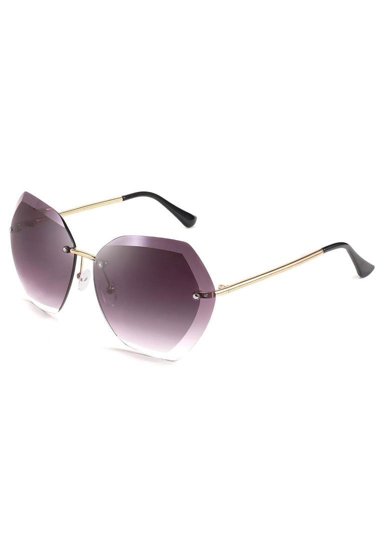 FEISEDY Women Oversized Rimless Sunglasses Diamond Cutting Lens Sun Glasses B2569