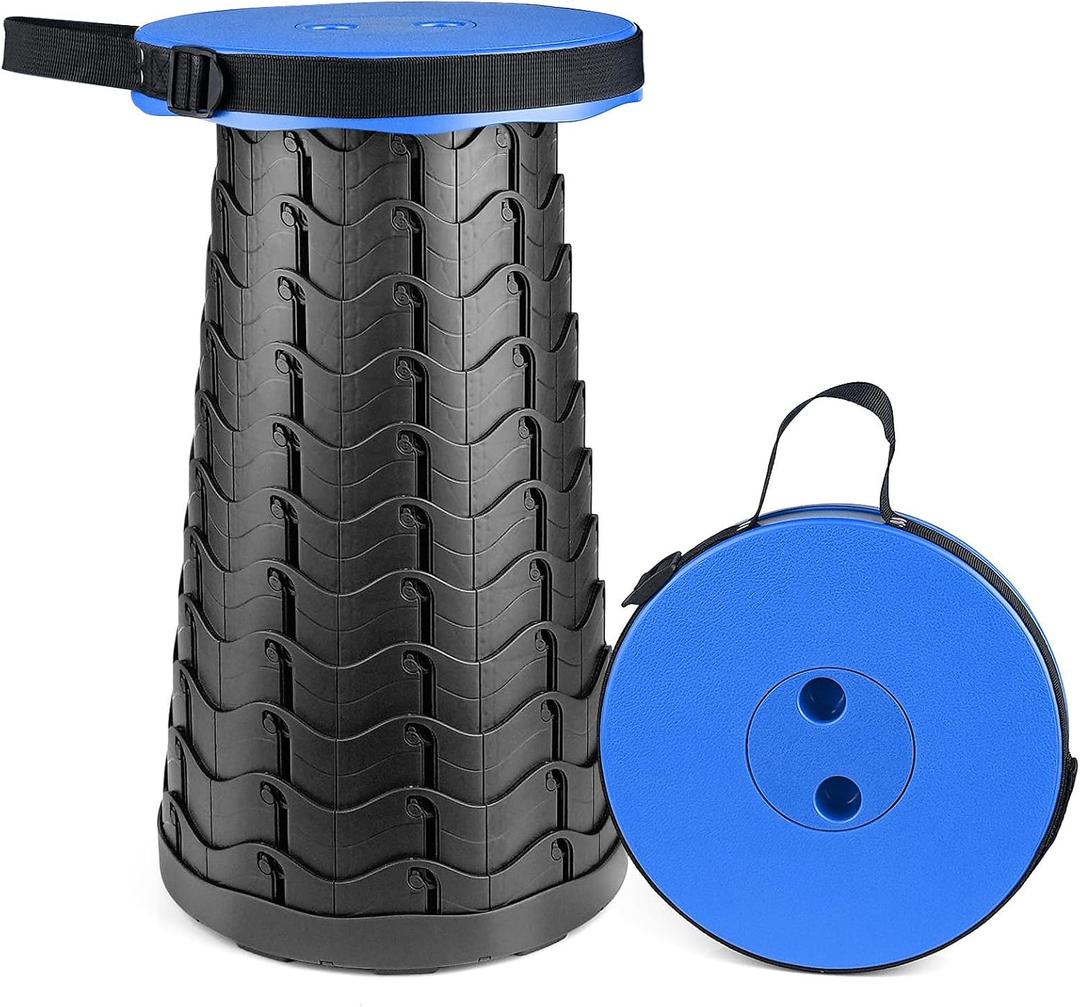 Hesanzol Portable Telescoping Stool, Retractable Folding Stool for Camping Garden Fishing Hiking Travel BBQ, Adjustable Collapsible Stools Max Load 400lbs (Blue)