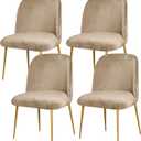 Gollense Curved Back Chair Covers for Dining Room, Velvet Stretch Mid Century Modern Chair Slipcovers, Semi Circle Back Chair Seat Protector for Kitchen Living Room (4PCS, Camel)