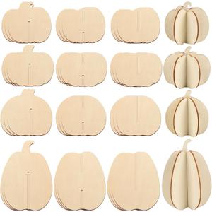 2 x COCHIE DIY 3D Pumpkin Fall Wood Crafts to Paint for Kids Adults, Paintable Unfinished Wooden Slices for Craft, Autumn Pumpkins Cutouts Ornaments for Painting Decorations (24 PCS)