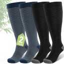 SONORAN Plus Size Compression Socks for Women Wide Calf (2 Pairs) 15-20mmHg Bamboo Viscose Knee High Sock Support for Nurses Pregnancy Travel XL（Black&Blue）