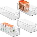 iDesign Plastic Stackable Pantry Bin for Kitchen Cabinets or Fridge, Set of 4, Clear, Made in USA