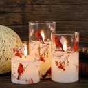 GenSwin Red Bird Glass Flameless Candles with Remote Timers, Battery Operated 3D Wick Led Flickering Light, Real Wax Pillar Candles for Christmas Home Decoration(Pack of 3, 3x456)