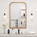 24"x36" Solid Wood Bathroom Mirror Tempered Glass for Wall Mounted, Rustic Wood Frame Wall Mirror Decorative for Bedroom Living Room Vanity Mirror Entryway Mirror, Brown (36"L x 24"W)