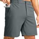 G Gradual Men's Casual Shorts 7" Lightweight Golf Shorts for Men Stretch with 3 Pockets Quick Dry Breathable Work Shorts (Gray, L)