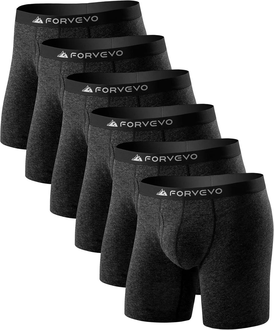 Merino Wool Underwear Mens Boxer Briefs, Breathable Boxer Shorts for Men, Soft Moisture Wicking Underwear 6 Pack, XXL