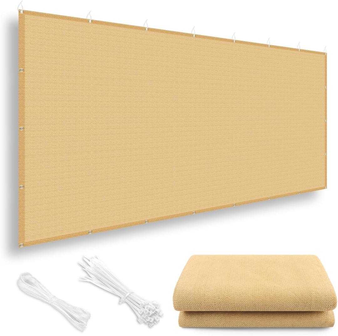 LOVE STORY Shade Cloth, Sun Shade Screens Fabric Pergola Shade Cover Mesh Tarp with Grommets for Patio Deck Garden, 6'x12' Sand