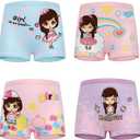 JackLoveBriefs Girls Cotton Underwear with 12 Packs Toddler Boyshort Panties (M)