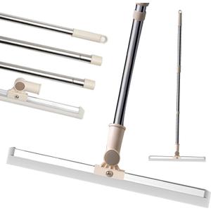 Floor Squeegee 65" Long Handles Adjustable Telescopic Pole Heavy Duty Broom 20" Apply to Shower Bathroom Kitchen Home Garage Tile Pet Hair Fur Floor Marble Glass Door Window Cleaning