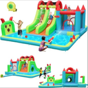 HIJOFUN Inflatable Water Slide Park 18x15FT Mega Water Park Bounce House w/Double Waterslide Large Splash Pool, Deep Pool, Shower,Water Cannon,Climbing Wall and Jumping w for Backyard Outdoor