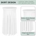 BDDC Cocktail Table Covers - 2 Pack 24"x 43" White Cocktail Table Tablecloth with Natural Wavy Round Skirt for Bar Wedding Party Banquet