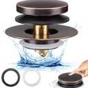 Bathtub Drain Stopper, Uxoz Universal Tub Stopper for Replacing Tip Toe/Trip Lever/Lift&Turn Tub Drain, Bath Tub Drain Stoppers Desiged for 1.5" to1.72 Drain Hole with 3 O-Rings, Oil Rubbed Bronze