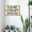 Funny Office Sign  Vintage Metal Tin Sign for Desk or Wall  Inspirational Quote Gift for Women, Birthday or Friendship  Mexican Kitchen or Therapy Office Humor  You Cant Make Everyone Happy, Youre Not a Taco