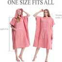 Hiturbo Changing Towel Robe, Absorbent Hooded Surf Poncho Quick-Dry Blanket Towels with Front Pocket for Swiming Surfing Aquatics One Size Unisex (Pink)