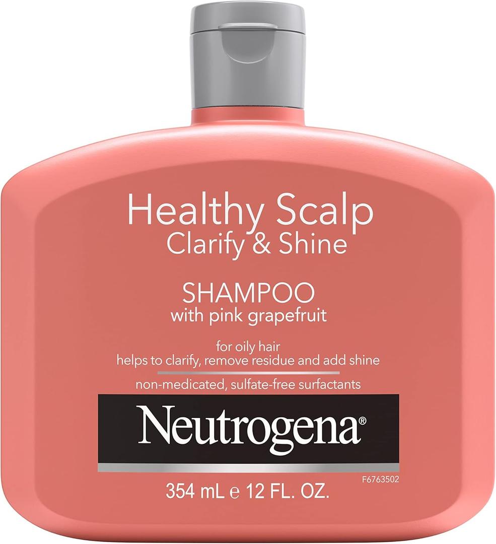 Neutrogena Exfoliating Healthy Scalp Clarify & Shine Shampoo + Conditioner for Oily Hair and Scalp, Anti-Residue Shampoo with Pink Grapefruit, pH-Balanced, Paraben & Phthalate-Free, 354 ml