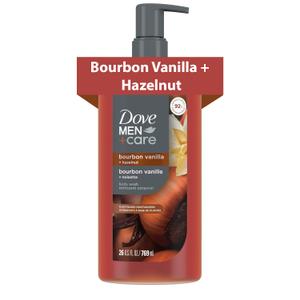 DOVE MEN Moisturizing Body Wash | #1 Dermatologist Body Wash for Men, Sulfate Free, Paraben Free, & Dye Free | Bourbon Vanilla + Hazelnut, 26oz
