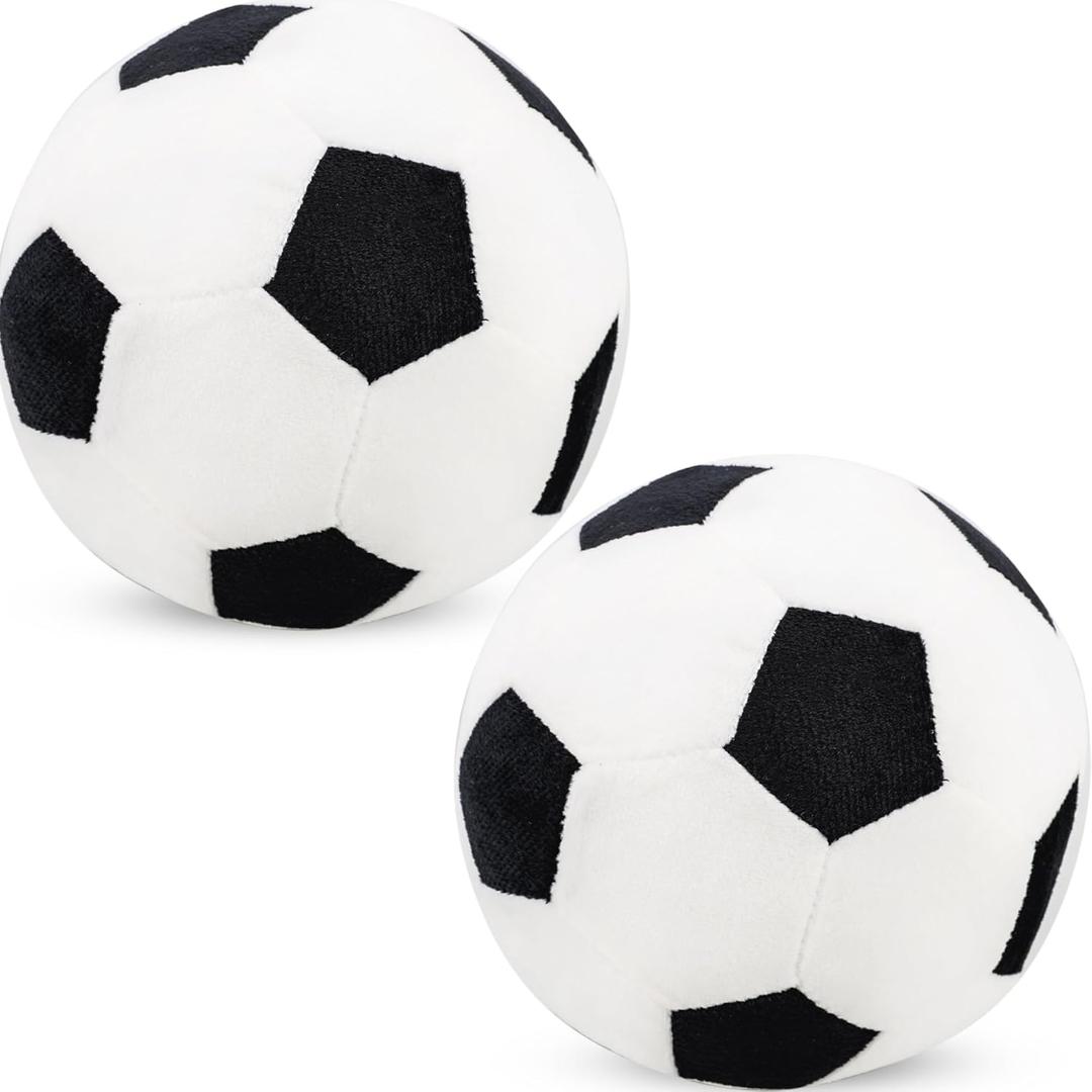 2 Pack Plush Soccer Ball Pillow Stuffed Toy Soccer Ball Soft Plush Soccerball Sports Throw Pillows for Home Room Bedroom Sofa Decoration Sport Theme Birthday Party Supplies
