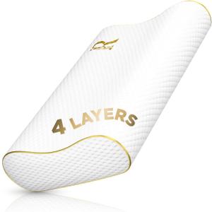 Memory Foam Pillow, Cervical Pillow, 4-Layer Queen, Contour Pillow, Side Sleeper, Neck Support, Pillow for Neck Pain, CertiPUR-US (Extra Queen- 24 x 14 x 6.5")