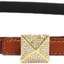 Women Leather Belt Fashion Skinny Belt Ladies Diamond Belt Luxury Leather Belt for Jeans Dress (Brown)
