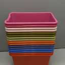 Dandat 16 Pcs Plastic Cubby Bins Book Bins for Classroom Library Scoop Front Stackable Toy Storage Tubs Containers for School Office Home Nursery Playroom Organization(Vintage Color)