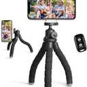 Ubeesize Phone Tripod, Portable and Flexible Tripods with Wireless Remote and Clip, Cell Phone Tripode Stand for Video Recording (Black)