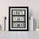 Tabletop picture frame, Dollar Bill Frame,first dollar bill frame (with black mat), real glass, easel and wall mountChristmas and Valentine's Day gifts.