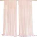 Ling's moment Blush Sheer Curtains, Chiffon Wrinkle-Free Window Doorway Drapes Backdrop for Sliding Glass Doors Living Room Wedding Party Bedroom Farmhouse Arch Stage, 5ft x 10ft 2 Panels