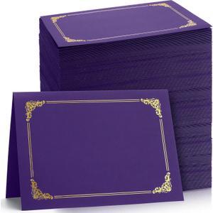 Fainne 120 Pack Certificate Holders Bulk, Diploma Covers Gold Foil Border, Document Covers for Letter Size 8.5x11 Award Certificates, Cardstock, Document Papers, Paper Card Stock (Purple)