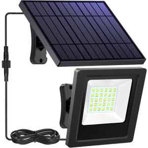 Solar Lights Outdoor 6500K Cool White Solar Flood Lights, Waterproof Dusk to Dawn Solar Powered Security Spot Lights for Porch Patio Yard Garage 1 Pack