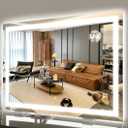 ROLOVE 40x28 Inch Lighted Vanity Mirror, 3-Color Lighting & Dimmable Modes, Large LED Makeup Mirror for Bathroom/Dressing Room (Wall/Tabletop Mount, White)