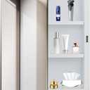 Bathroom Medicine Cabinet with Beveled Mirror, Medicine Cabinet with Storage Function, Hanging Storage Cabinet, Adjustable Shelves, White (16 x 22 inch)
