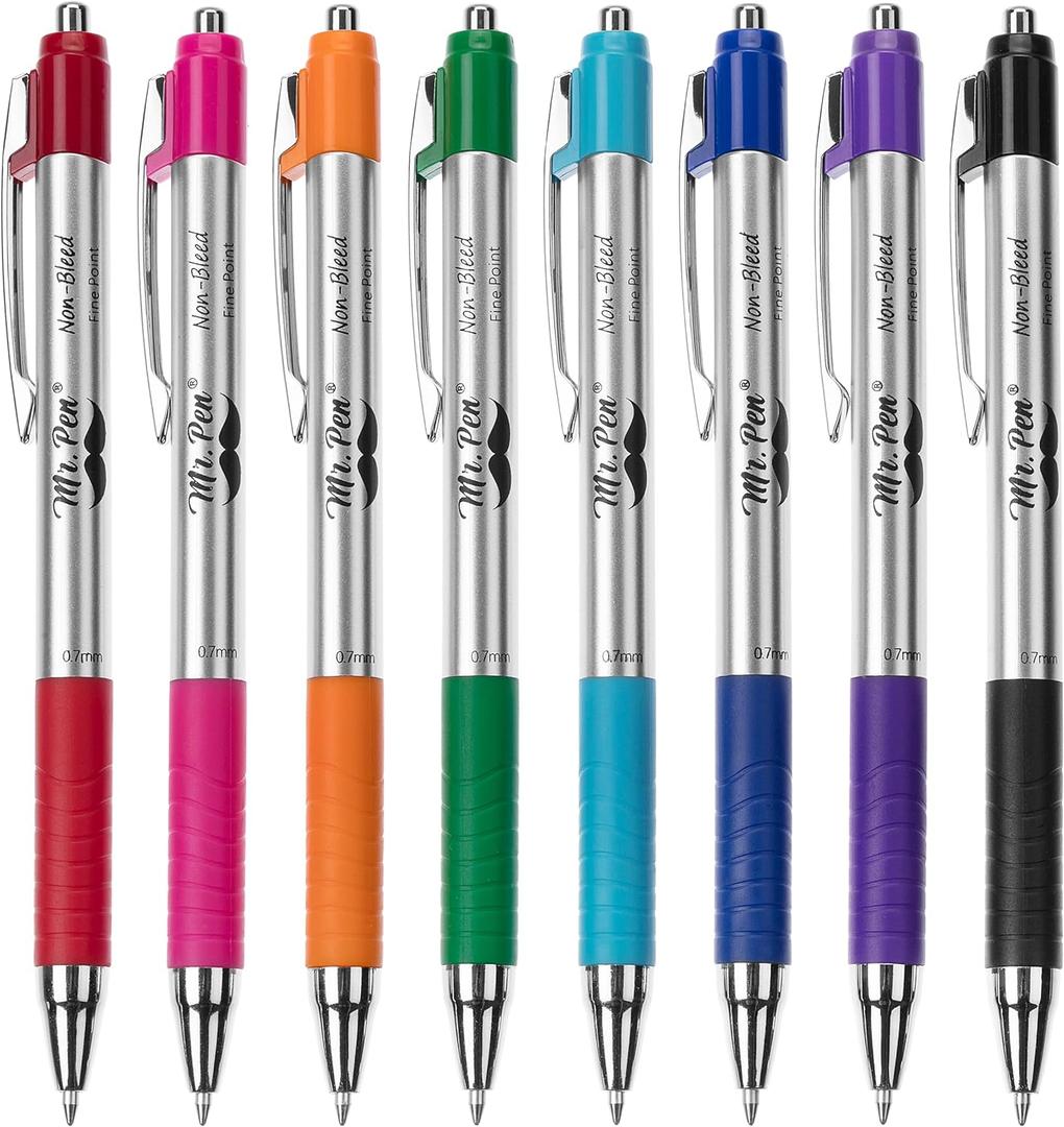 Mr. Pen- Bible Pens, 8 Pack, Assorted Color Pens, Bible Pens No Bleed Through, Bible Journaling Pen