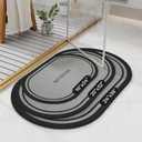 Ultra Thin Oval Bath Mat Bathroom Rugs, Quick Dry Super Absorbent Washable Bath Shower Mats, Rubber Backing Non Slip Bathroom Rug Fit Under Door, 16x24, Border Grey