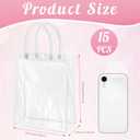 Okxiri 15 PCS Clear PVC Gift Bags with Handles,Small Reusable Plastic Party Favor Bags, Transparent Goodie Bags for Wedding,Baby Shower, Birthday (8.8" x 6.5" x 2.6")