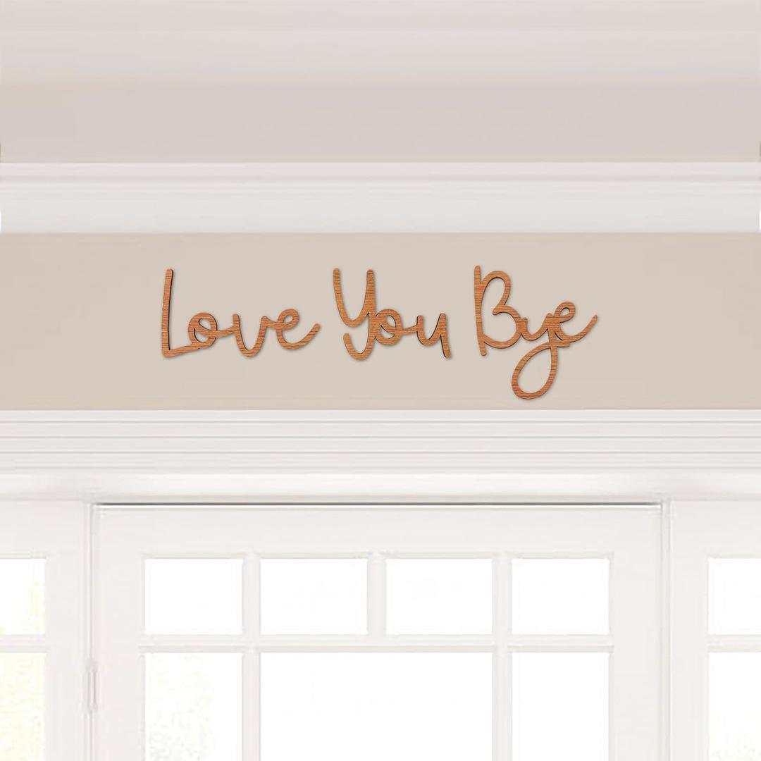 Dripykiaa Love You Bye Wood Sign Home Decor Boho Decor 21.6 Wood Grain Wall Decor Express Love and Warm for Your Family Lovers Wall Art Gift Hallway Entryway Door for Home - Brown