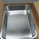 Large High Sided Stainless Steel Cat Litter Box, 19.69"L x 13.78"W x 3.94"H