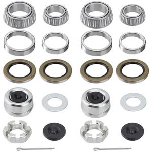 Racewill 2 Sets 25580 15123 Boat Trailer Axles Bearing Kits, Grease Seals, Spindle Nuts, 2.72" Dust Caps and Rubber Plugs, Cotter Pins, Washers for 5200-6000 lb.Tandem Axles #D42 Spindle