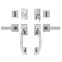 NeuType Front Door Handle Set Double Door Handle Set with Dummy Heavy Duty Double Door Lock Set, with Single Cylinder Deadbolt and Lever Handle, Compatible with Right & Left Handed Doors, Satin Nickel