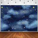 Stars Backdrop Night Sky Backdrop Starry Night Twinkle Little Star Photography Background Happy 1st Birthday Party Banner Newborn Baby Shower Child Kids Portrait Photo Props 10x6.5FT Vinyl