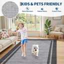 Large Area Rug 9x12 Modern Bordered Rug Non Slip, Washable & Foldable, Minimalist Neutral Carpet, Low Pile Thin Foldable Printed Mat, Soft Non Shedding Floor Cover for Office, Black