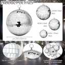 Beeveer 12 Pcs Large Mirror Disco Ball Light Mirror Ball Disco Party Decorations Silver Hanging Sets Reflective Ornament for Christmas Wedding Party Favor(8/5/3/2 Inch)
