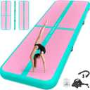 Pink Gymnastics Mat Inflatable Tumble Track Mats 16ft Training Mats for Home Air Mat for Kids with Pump 4" Thick for Cheerleading/Yoga/Exercise/Parkour/Beach/Park/Water